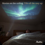 Movies on the bedroom ceiling – the stand tilts all the way up