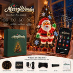 MerryTree animated tree lights – Santa design on the tree, box, app and what's in the box