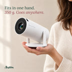 MerryView projector held in one hand – 350 g