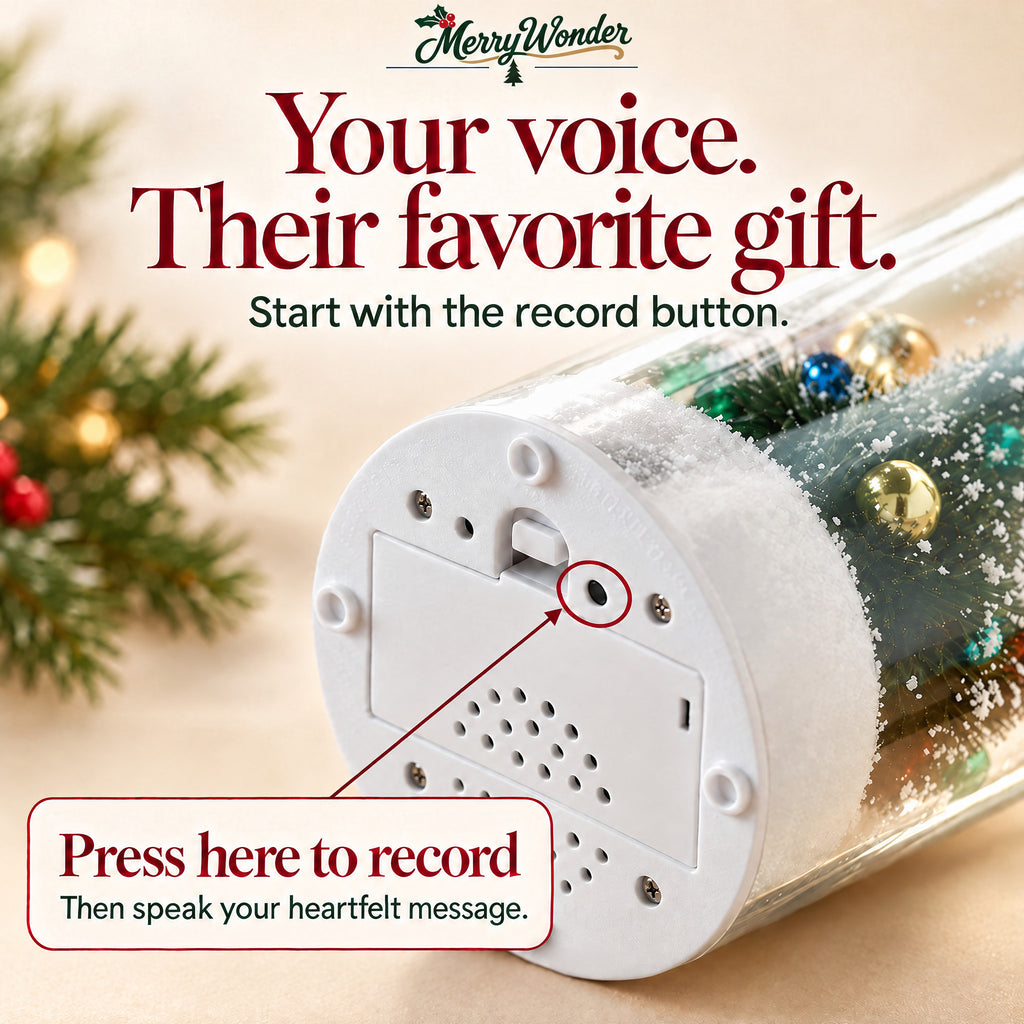 Press here to record – the button on the base
