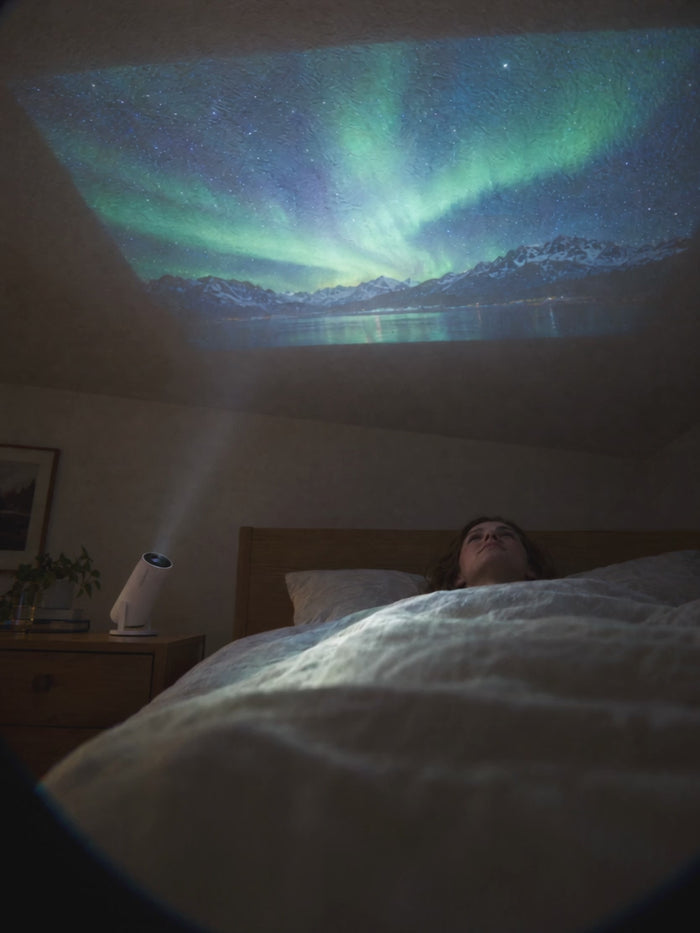 Aurora on the bedroom ceiling