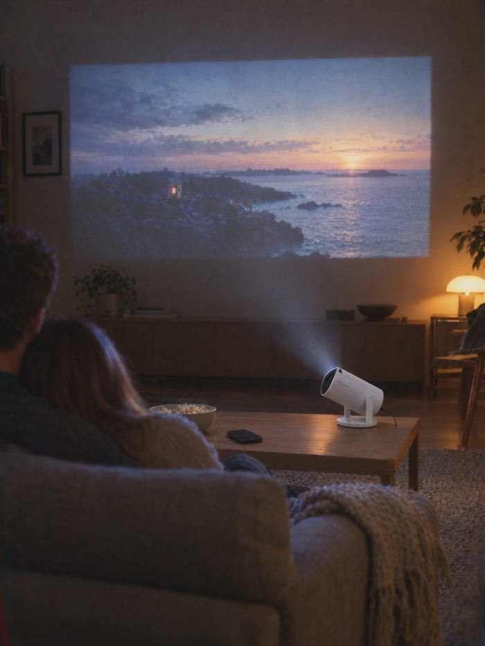 Movie night on the living room wall